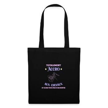 Totalement Accro Aux Chevaux Cadeau Pour Cavalière - Sac en tissu - noir - Devant
