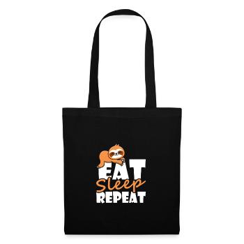 Faultier Eat Sleep Repeat, Langschläfer Nachthemd - Stoffbeutel - Schwarz - Vorne
