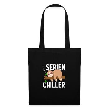Faultier TV Serien Chiller, Fernsehschlafen Sloth - Stoffbeutel - Schwarz - Vorne