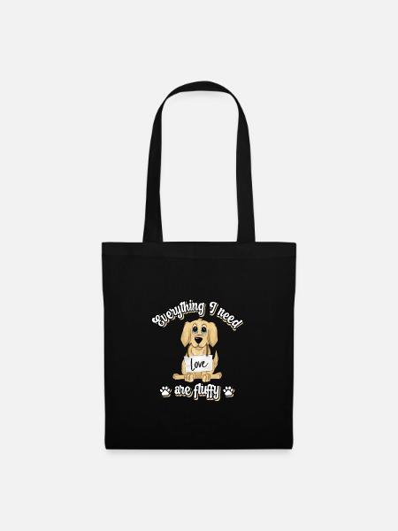 Everything I need are fluffy süßes Hunde Golden - Stoffbeutel - Schwarz