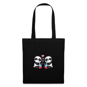 Panda Bears in Love Smoke Bong Cute - Tote Bag - black - Front