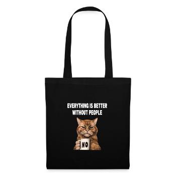 Mieux sans les gens Grumpy Funny Cat - Sac en tissu - noir - Devant