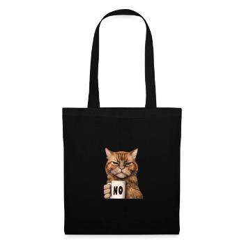 Mürrische Lustige Katze Mit Kaffeetasse Sagt Nein - Stoffbeutel - Schwarz - Vorne