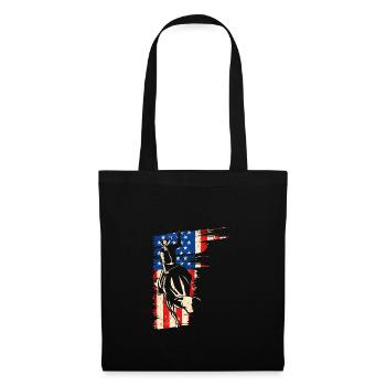 Bull Riding American Flag, Patriotic Rodeo Cowboy - Stoffbeutel - Schwarz - Vorne