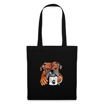 Sleepy Bulldog with Cup of Morning Grouch - Tote Bag - black - Front