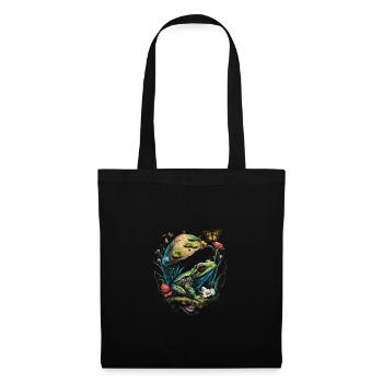 Cottagecore Aesthetic Frog Mushroom Butterflies - Stoffbeutel - Schwarz - Vorne