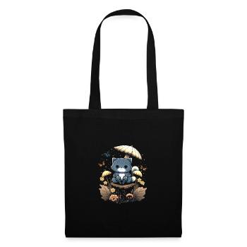 Cottagecore Aesthetic Mushroom Cat - Stoffbeutel - Schwarz - Vorne