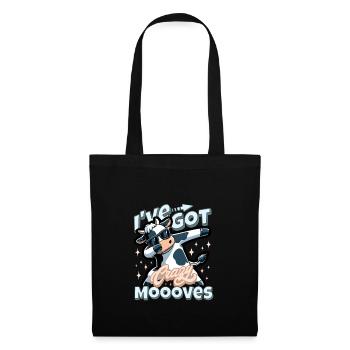 Lustiges Kuh Wortspiel - I've got crazy moooves - Stoffbeutel - Schwarz - Vorne