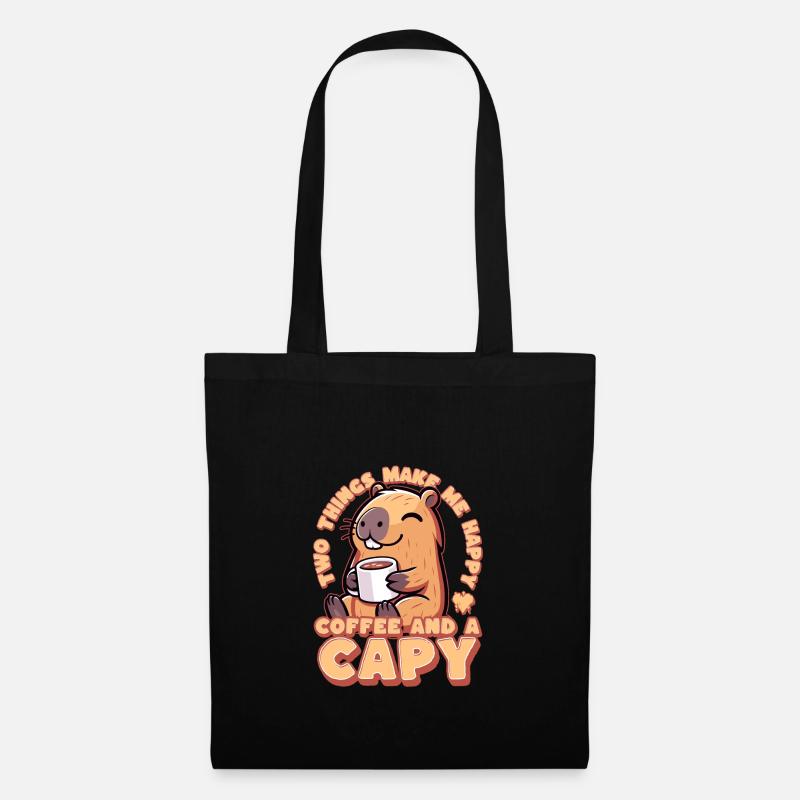 Kaffee Capybara - Coffeebara - Capyrista - Capycin - Stoffbeutel - Schwarz