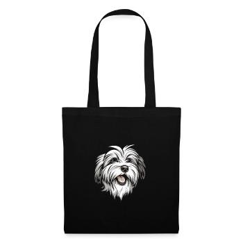 Baumwollhund | Coton de Tulear | Cartoon Artwork - Stoffbeutel - Schwarz - Vorne