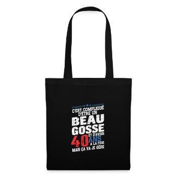c'est compliqué d'être un beau gosse et d'avoir 40 - Sac en tissu - noir - Devant