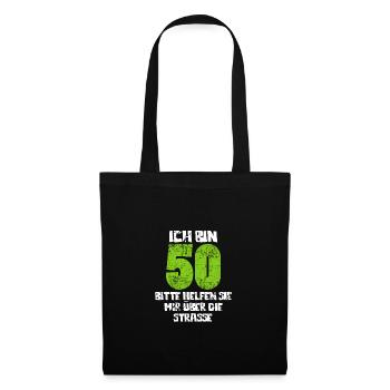 50. Geburtstag Runder Geburtstag - Stoffbeutel - Schwarz - Vorne