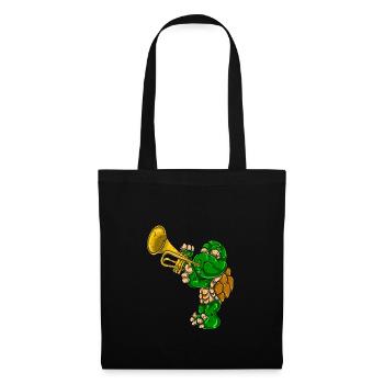 Trompette musicien tortue - Sac en tissu - noir - Devant