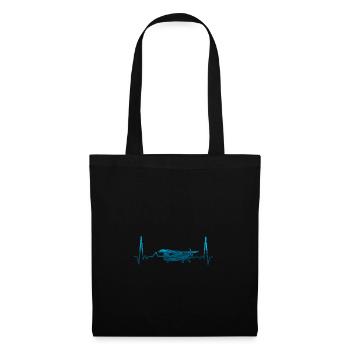 Avion battement de coeur avion - Sac en tissu - noir - Devant