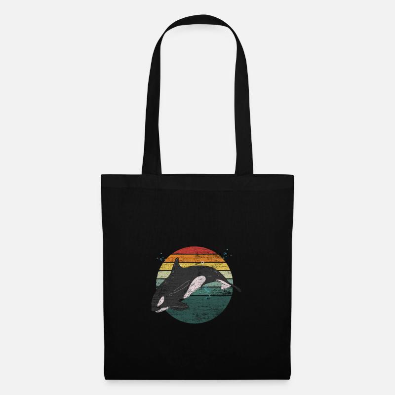 Retro Orca Killerwal Geschenkidee - Stoffbeutel - Schwarz
