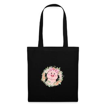 Porc Fleurs - Sac en tissu - noir - Devant