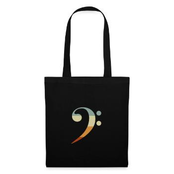 Notes de musique clé de basse - Sac en tissu - noir - Devant