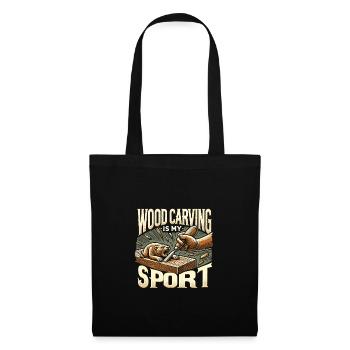 Holzschnitzen ist mein Sport - Stoffbeutel - Schwarz - Vorne