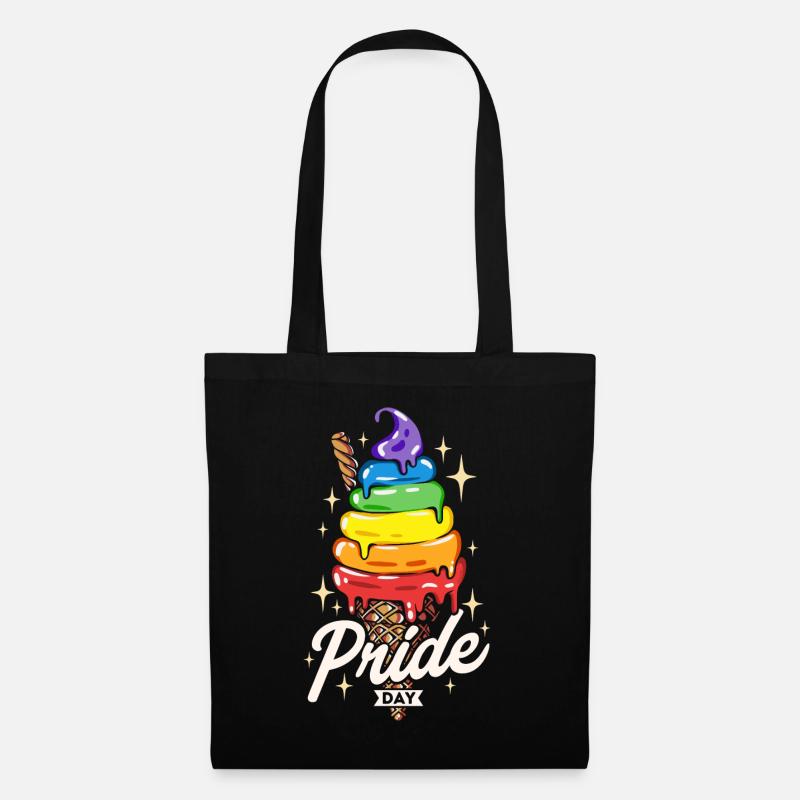 Fierté arc-en-ciel de crème glacée - Sac en tissu - noir