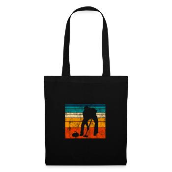 Curling sur glace Curling Retro Cadeau - Sac en tissu - noir - Devant