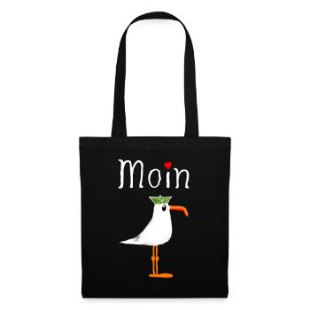 Moin Anker Möwe Seemann Lustig Geschenk - Stoffbeutel - Schwarz - Vorne
