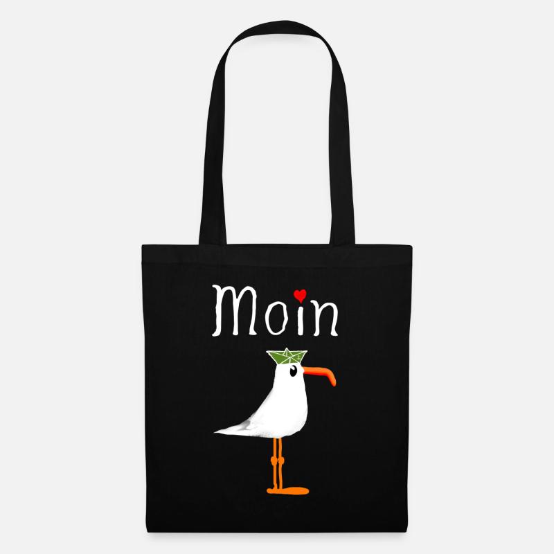 Moin Anker Möwe Seemann Lustig Geschenk - Stoffbeutel - Schwarz