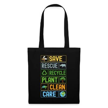 Save Rescue Recycle Nettoyage des plantes Entretien - Sac en tissu - noir - Devant