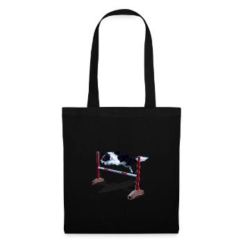 Süßes Border Collie Agility Sport T-Shirt - Stoffbeutel - Schwarz - Vorne
