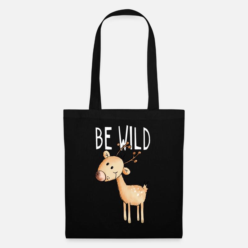Be Wild Rentier - Hirsch - Reh - Wald - Geschenk - Stoffbeutel - Schwarz