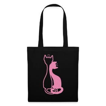 Elegant Cat Couple – Pink - Tote Bag - black - Front
