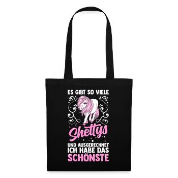 Shetlandpony Shetty Pony Pferd Geschenk - Stoffbeutel - Schwarz - Vorne