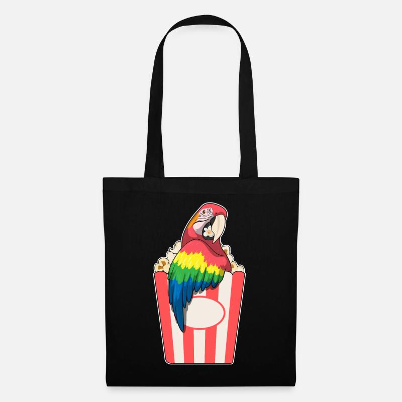 Papagei Popcorn - Stoffbeutel - Schwarz