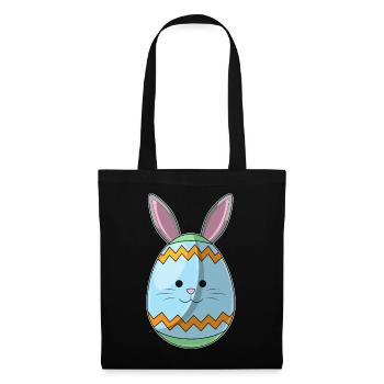 Osterei Ostern Hasenohren - Stoffbeutel - Schwarz - Vorne