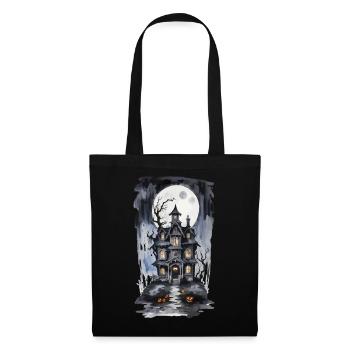 Halloween Full Moon Witch House Horror Design - Tote Bag - black - Front