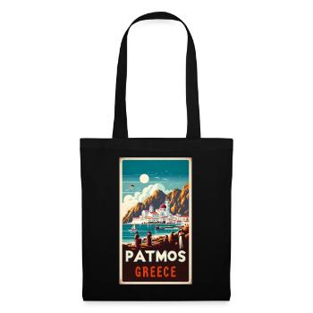 Patmos Greece vintage holiday design - Tote Bag - black - Front