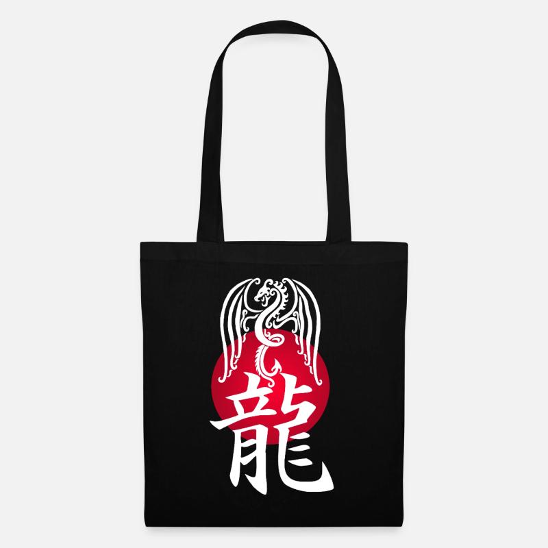 Weißer Drache aus Japan - Stoffbeutel - Schwarz