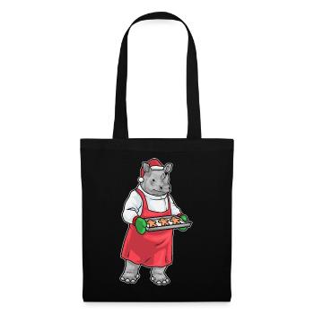 Nashorn Weihnachten Backen - Stoffbeutel - Schwarz - Vorne