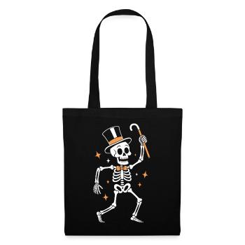 Élégant percussionniste squelette en chapeau haut de forme - Sac en tissu - noir - Devant