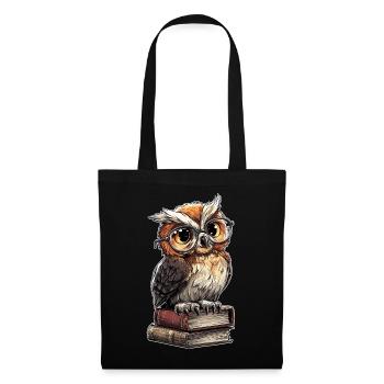 Owl Wise Stack Librarian Humor Buchclub - Stoffbeutel - Schwarz - Vorne