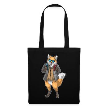 Fuchs Poker Pokerchips Kartenspiel - Stoffbeutel - Schwarz - Vorne