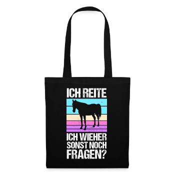 Reiten Pferdeliebhaber Reiterhof Pferde - Stoffbeutel - Schwarz - Vorne