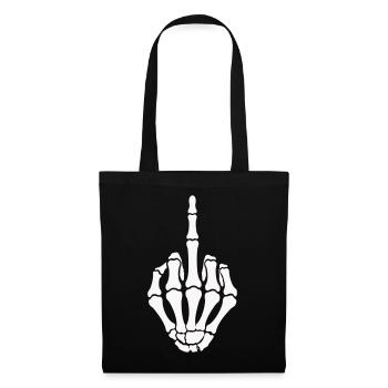 skull-hand_mittelfinger- - Stoffbeutel - Schwarz - Vorne