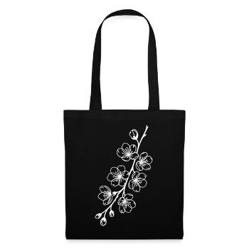 Sakura Line Art on Black - Tote Bag - black - Front