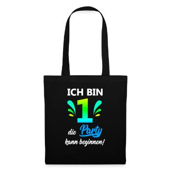 Ich bin 1 Jahr eins Kinder Geburtstag Party witzig - Stoffbeutel - Schwarz - Vorne