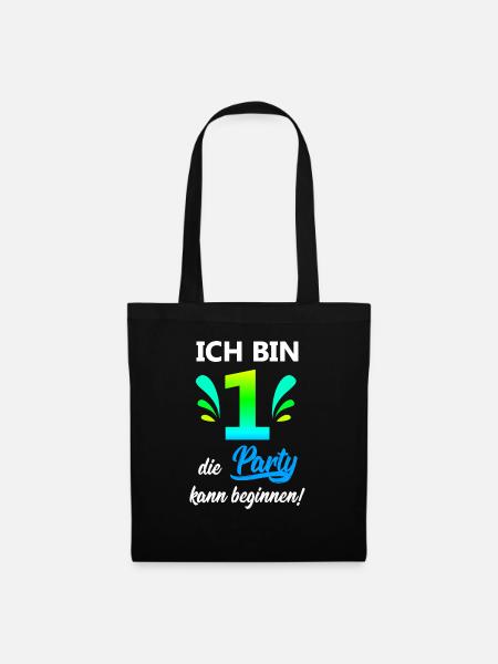 Ich bin 1 Jahr eins Kinder Geburtstag Party witzig - Stoffbeutel - Schwarz
