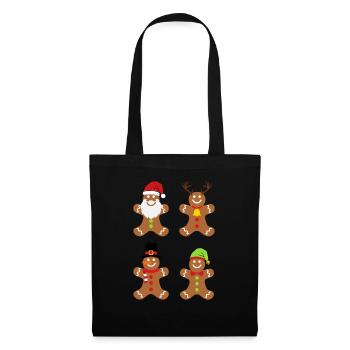 Homme pain d’épice Noël cadeau pain d’épice - Sac en tissu - noir - Devant