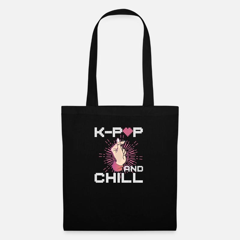K-Pop And Chill Saranghae Finger Heart Korea Kpop - Stoffbeutel - Schwarz