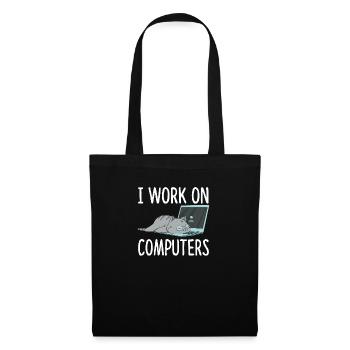 I Work On Computers Katze Informatik Kätzchen - Stoffbeutel - Schwarz - Vorne