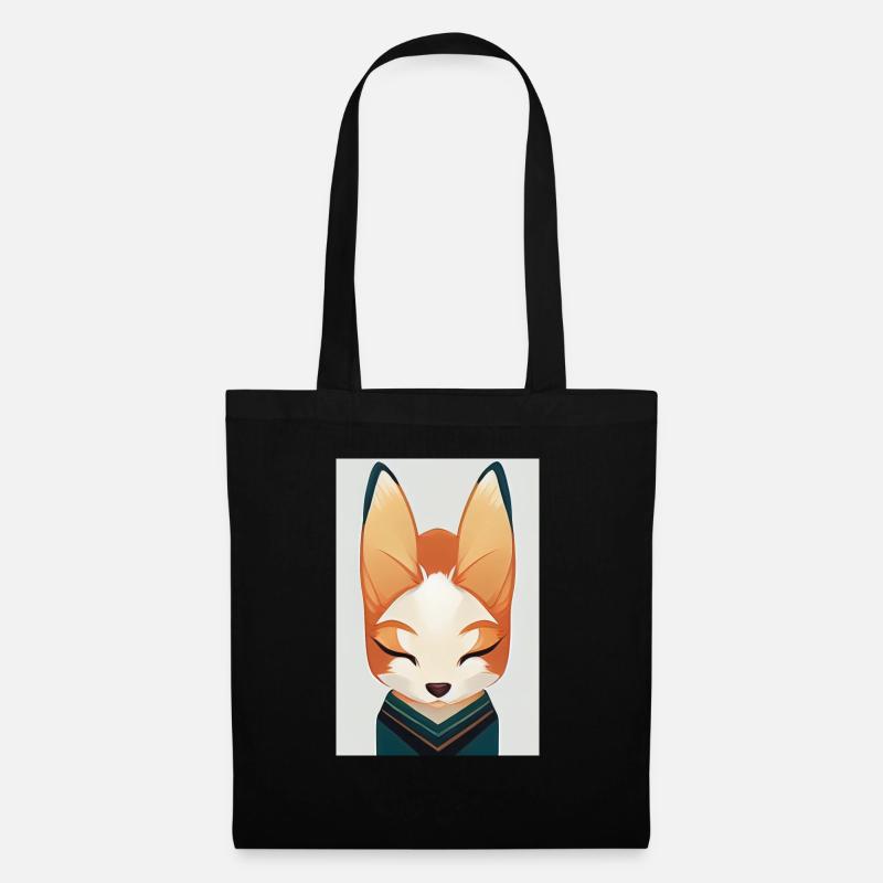 Fuchs Japanisch Süß - Stoffbeutel - Schwarz