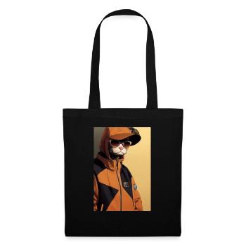 Katze Cool Hoodie - Stoffbeutel - Schwarz - Vorne